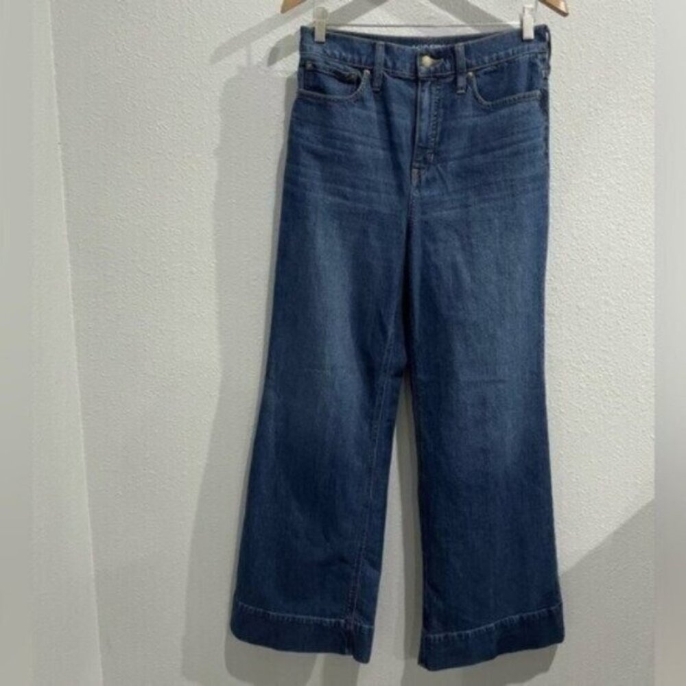 J.Crew High Rise Contemporary Wide Leg Stretch Mod Dark Jean Trouser